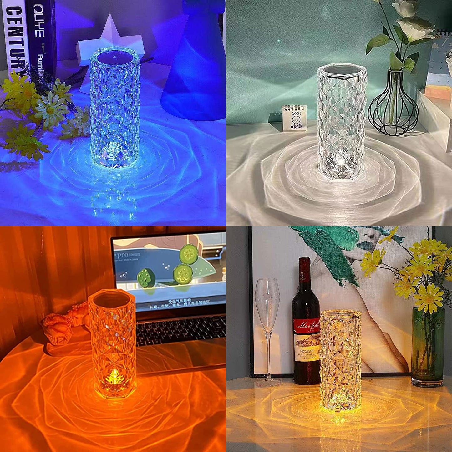 3D Crystal Diamond Led Lamp - Rechargeable