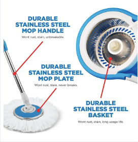 360° Easy Spin Magic Mop With Steel Bucket