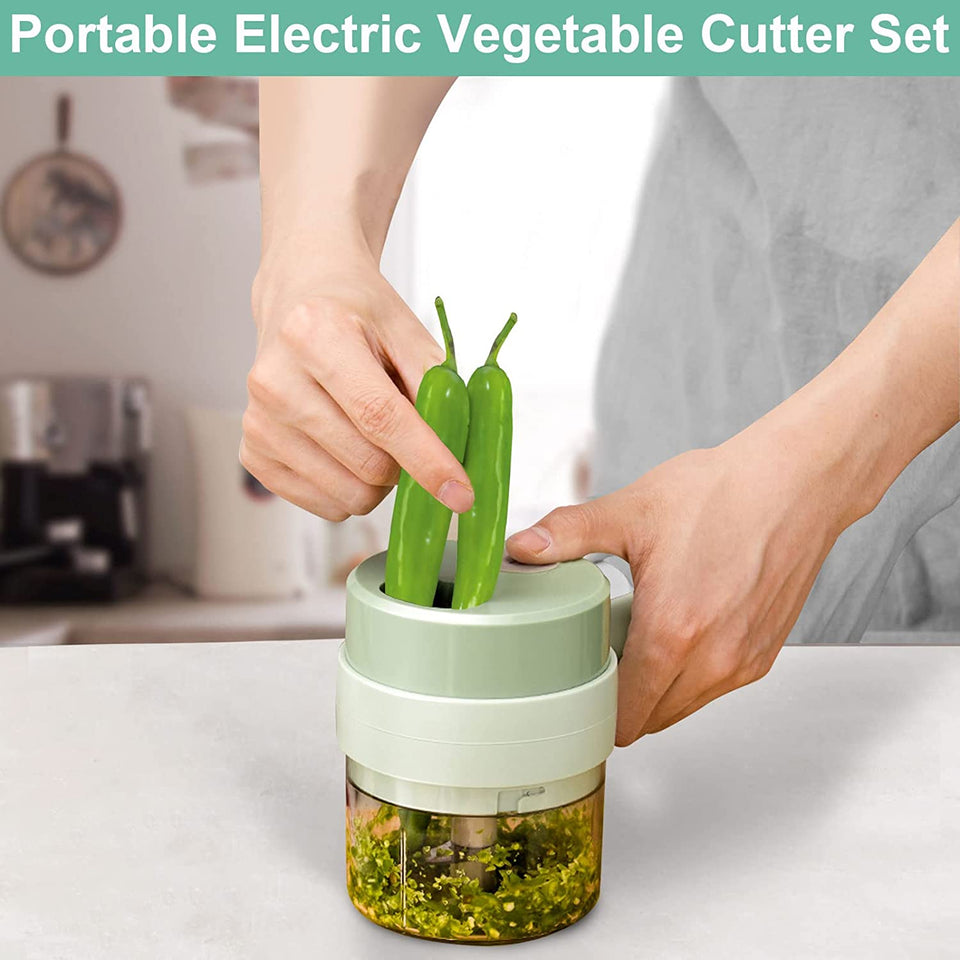 4 in 1 Handheld Electric Vegetable Cutter Set Multifunctional Hand