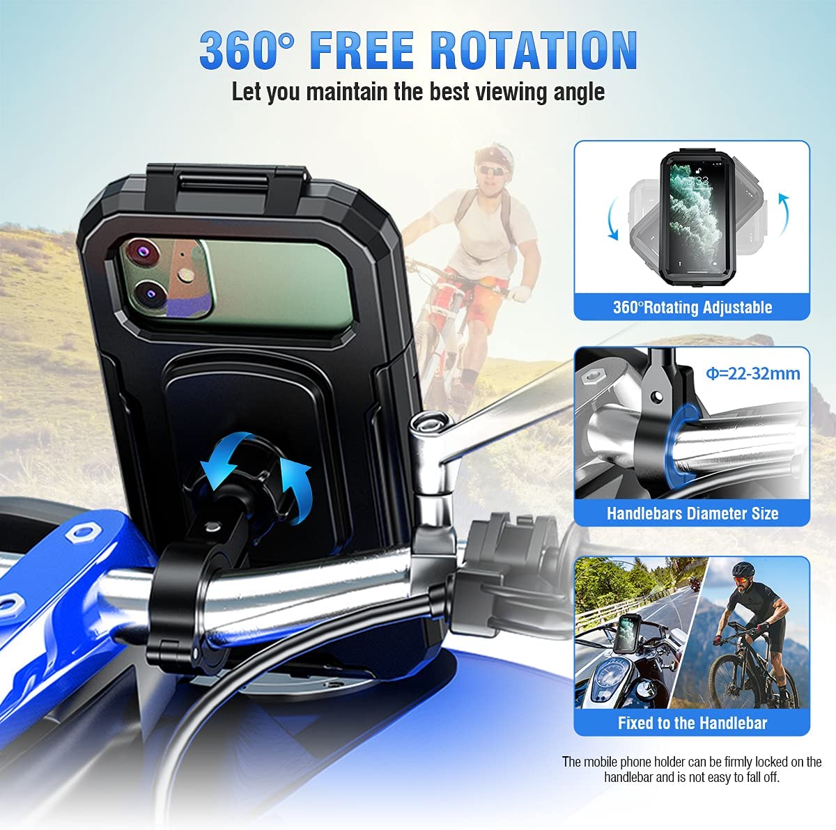 Homifye 360° Bicycle Motor Bike Waterproof Phone Case Mount Holder