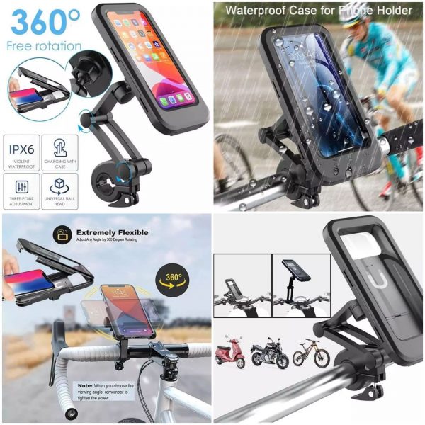 Homifye 360° Bicycle Motor Bike Waterproof Phone Case Mount Holder