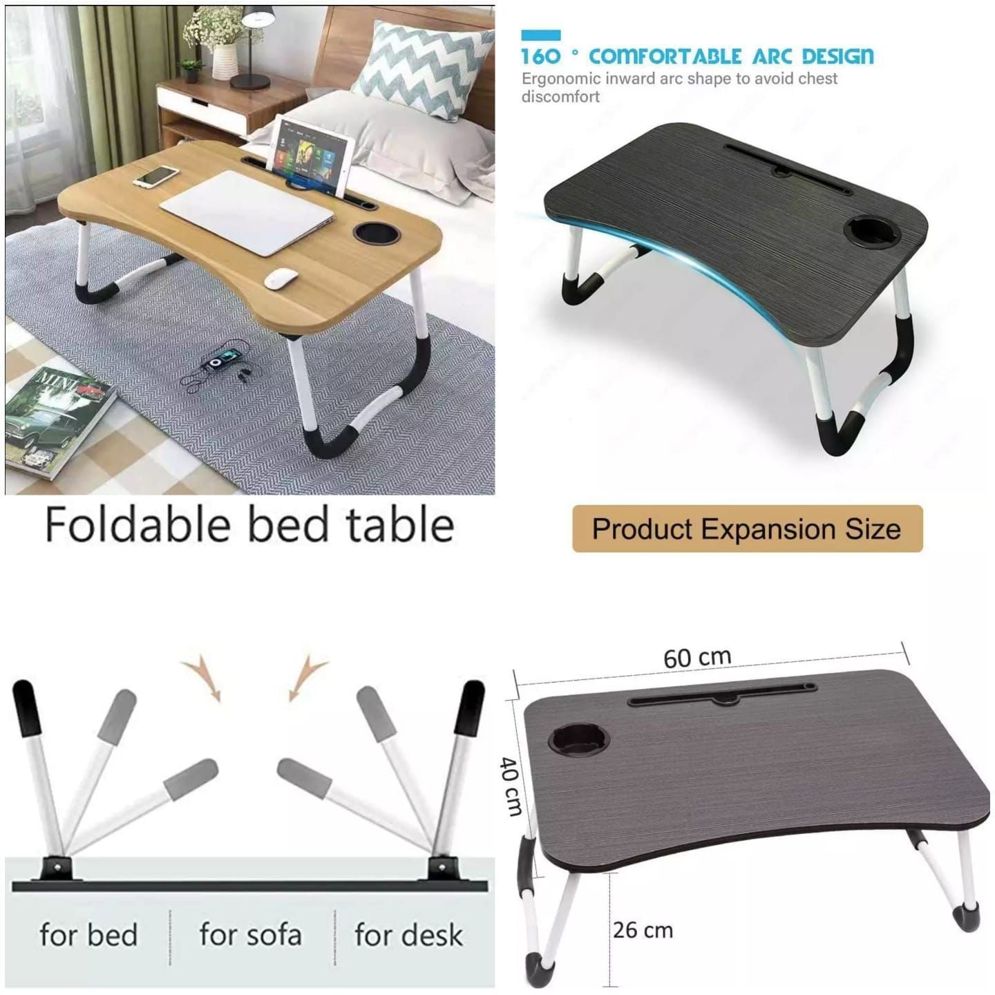 Homifye Foldable Wooden Laptop Table